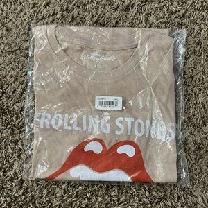 The Rolling Stones Womens 1975 US Tour T-Shirt Size XXL Tan Retro Band Graphic